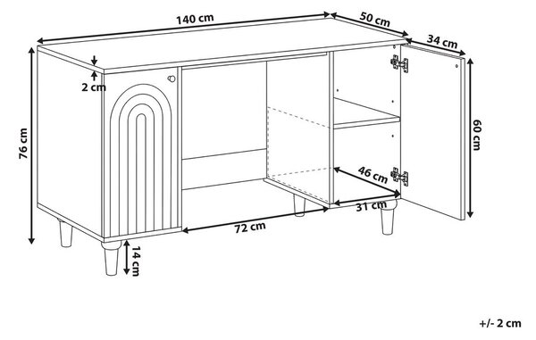Íróasztal ARVANI Világosbézs 140 cm 50 cm