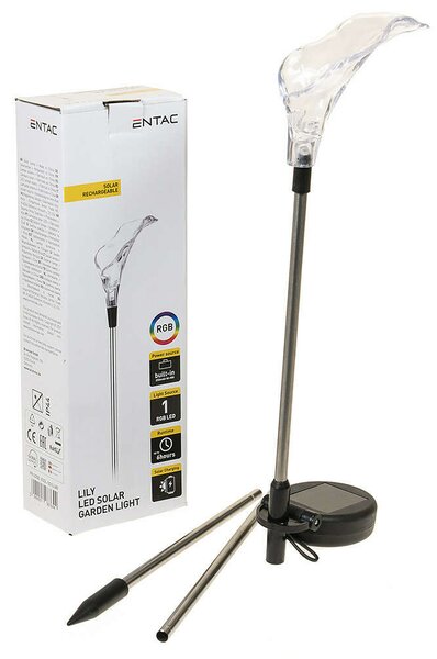 Entac EGSL-SS1LL80 Kerti Szolár Lámpa 34cm RGB, Rozsdamentes Acél