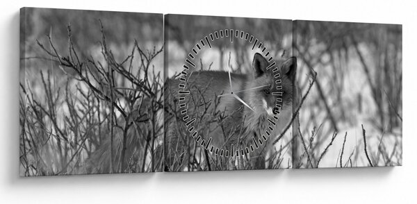 Kép - Róka télen (órával) (90x30 cm)