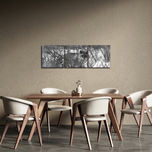 Kép - Róka télen (órával) (90x30 cm)