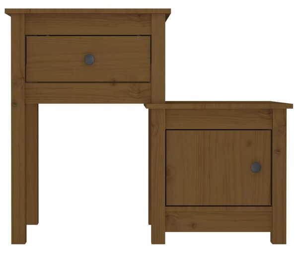 Mézbarna tömör fenyőfa éjjeliszekrény 79,5 x 38 x 65,5 cm