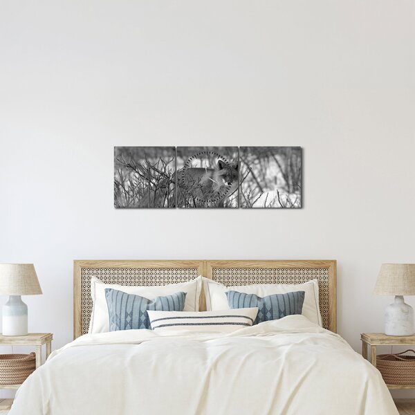 Kép - Róka télen (órával) (90x30 cm)