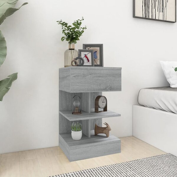 2 db szürke sonoma színű szerelt fa éjjeliszekrény 40x35x65 cm