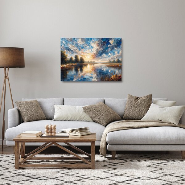Üveg kép - Napfestmény a víz felett (70x50 cm)
