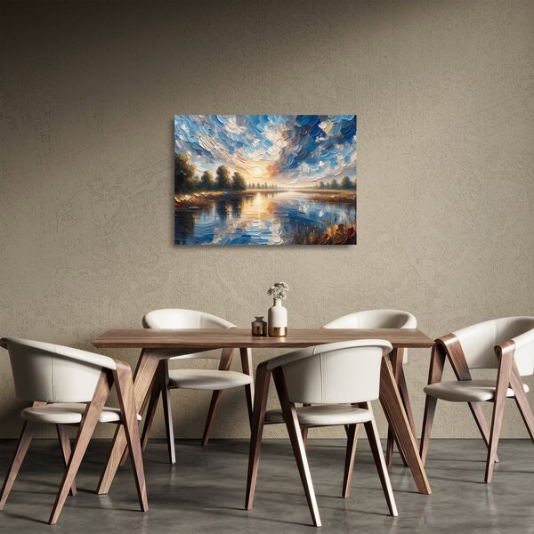 Üveg kép - Napfestmény a víz felett (70x50 cm)
