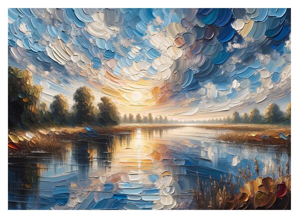 Üveg kép - Napfestmény a víz felett (70x50 cm)