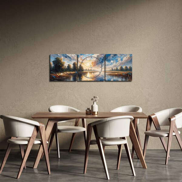 Kép - Napfestmény a víz felett (órával) (90x30 cm)