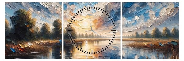 Kép - Napfestmény a víz felett (órával) (90x30 cm)