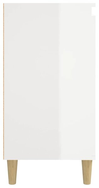 2 db magasfényű fehér szerelt fa éjjeliszekrény 40x35x70 cm