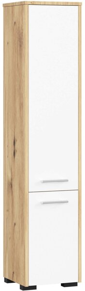 AKORD FIN Fürdőszobai Oszlopszekrény 140cm Artisan Tölgy-Fehér