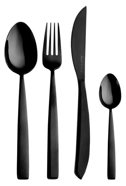 Fekete rozsdamentes acél evőeszköz készlet 24 db-os Black Luxure – Orion