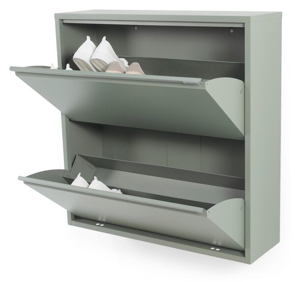 Szürkészöld fém billenő ajtós cipőtartó 75x77,5x22,5 cm Billy – Spinder Design