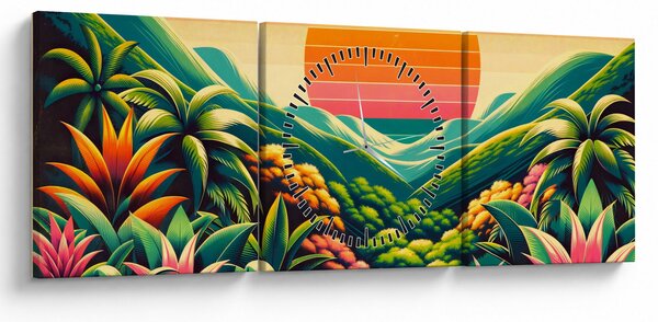 Kép - Színes naplemente (órával) (90x30 cm)