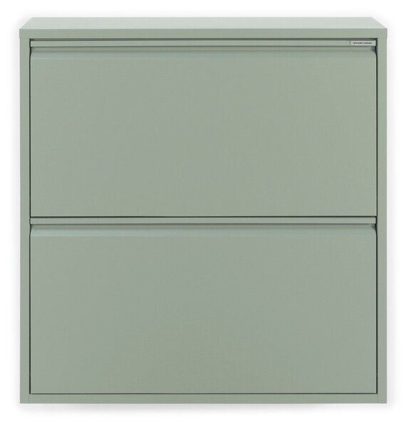 Szürkészöld fém billenő ajtós cipőtartó 75x77,5x22,5 cm Billy – Spinder Design