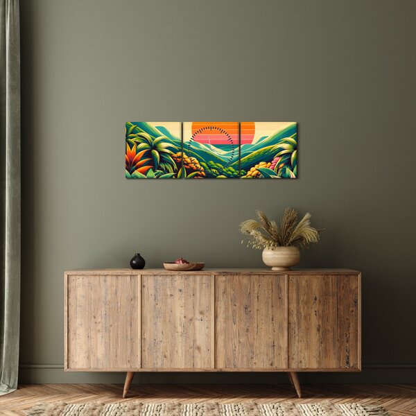 Kép - Színes naplemente (órával) (90x30 cm)
