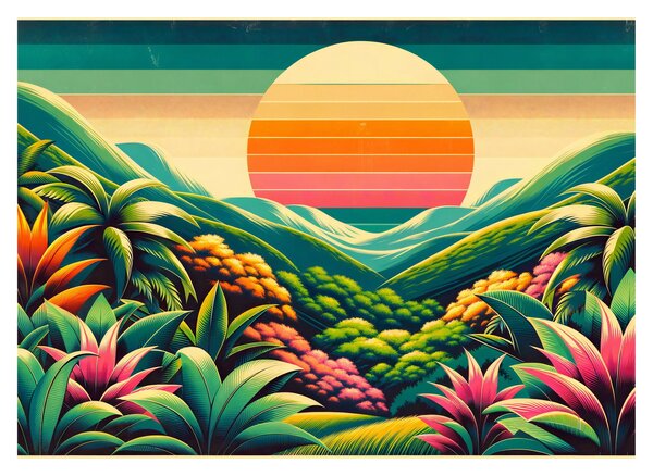 Üveg kép - Színes naplemente (70x50 cm)