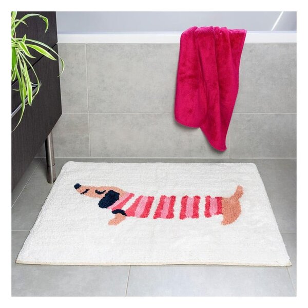 Piros-fehér fürdőszobai kilépő 83x52,5 cm Sausage Dog – Rex London