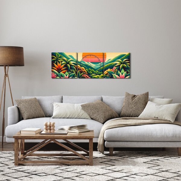 Kép - Színes naplemente (órával) (90x30 cm)