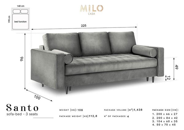 Santo zöld kinyitható bársonykanapé - Milo Casa