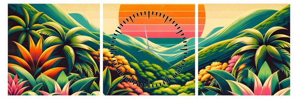Kép - Színes naplemente (órával) (90x30 cm)