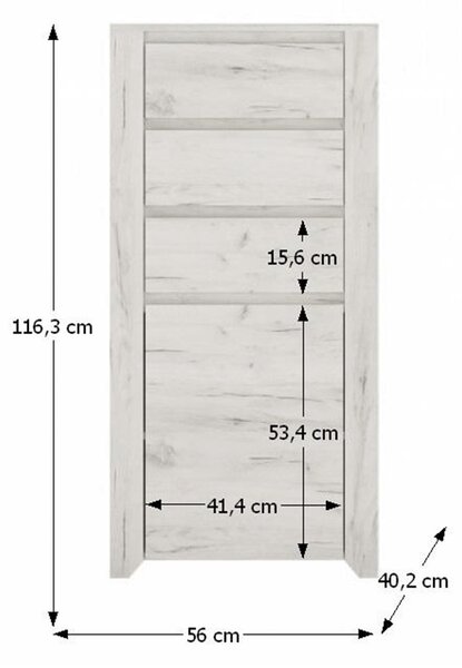 Komód typ 35, fehér craft, ANGEL