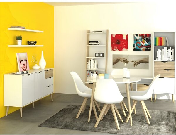 Könyvespolc fiókkal, tölgy sonoma/fehér, OSLO 75385