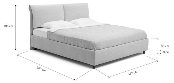 Bézs kárpitozott ágyneműtartós franciaágy ágyráccsal 180x200 cm Myra Pillow – Bonami Selection