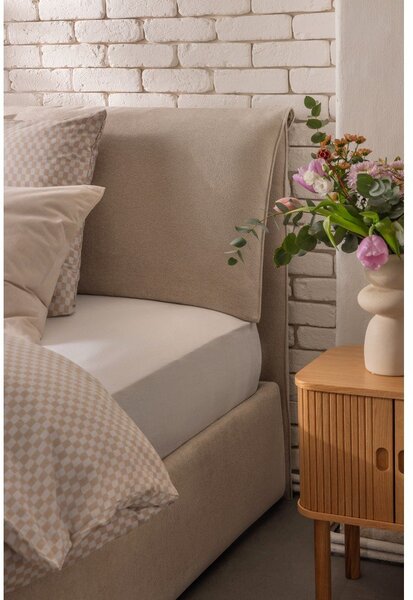Bézs kárpitozott ágyneműtartós franciaágy ágyráccsal 180x200 cm Myra Pillow – Bonami Selection