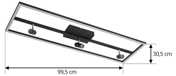 Lucande LED mennyezeti lámpa Yvor, 99,5 cm, fekete, forgatható, Fekete, Nappali / Étkező, Alumínium, Modern