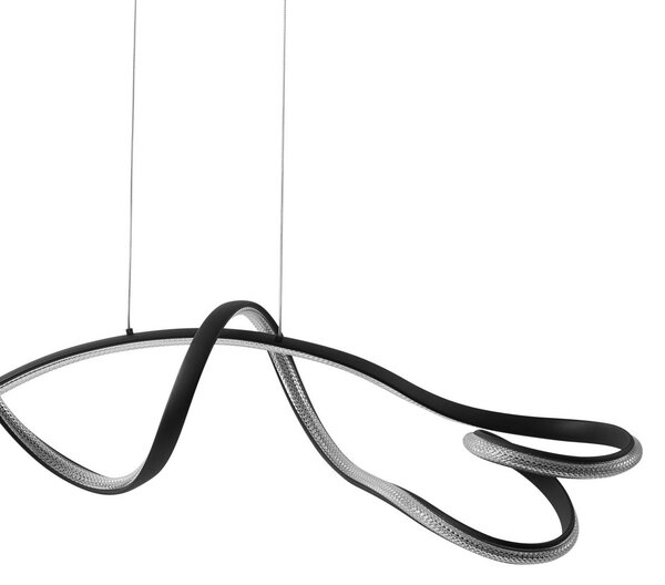 Lucande LED-es függőlámpa Rodado, fekete, 110 cm, alumínium, Fekete, Nappali / Étkező, Alumínium, Modern