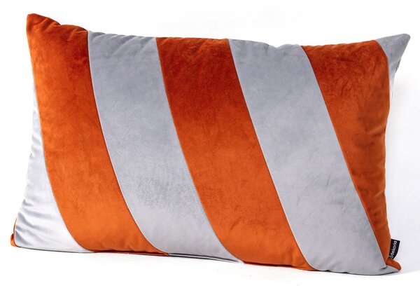Rektanguláris patchwork párna szürke és réz színekkel