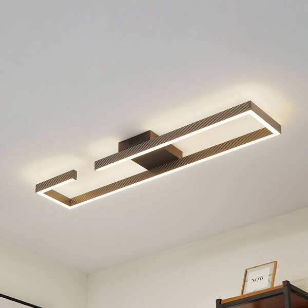 Lucande LED mennyezeti lámpa Yvor, 100 cm, fekete, alumínium, Fekete, Nappali / Étkező, Alumínium, Modern