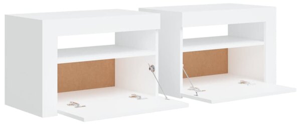 2 db fehér éjjeliszekrény LED-del 60 x 35 x 40 cm