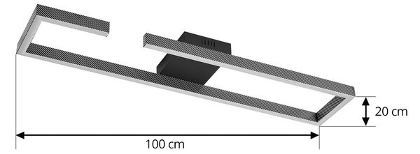 Lucande LED mennyezeti lámpa Yvor, 100 cm, fekete, alumínium, Fekete, Nappali / Étkező, Alumínium, Modern