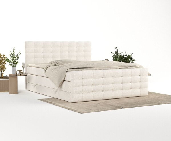 Krémszínű ágyneműtartós boxspring ágy 200x200 cm Blend – Maison de Rêve