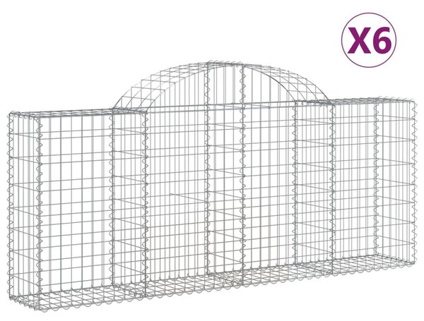 6 db íves horganyzott vas gabion kosár 200x30x80/100 cm