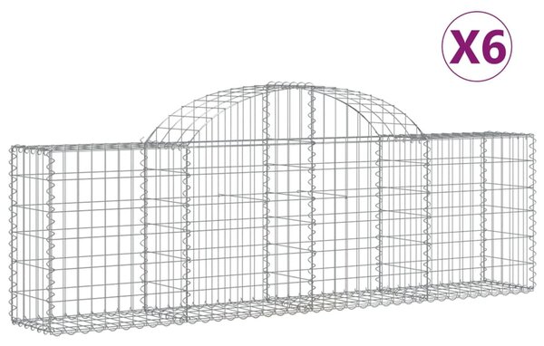 6 db íves horganyzott vas gabion kosár 200x30x60/80 cm