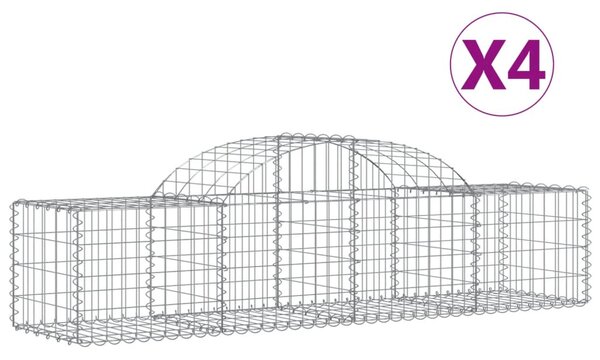 4 db íves horganyzott vas gabion kosár 200x50x40/60 cm