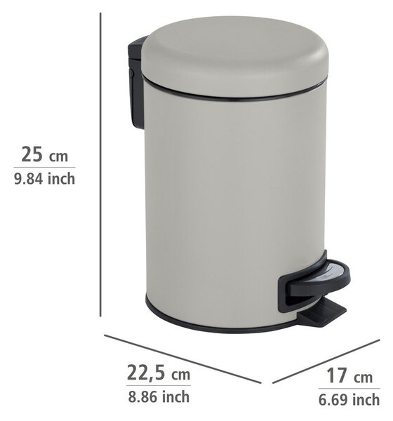 Leman szürke pedálos szemetes, 3 l - Wenko