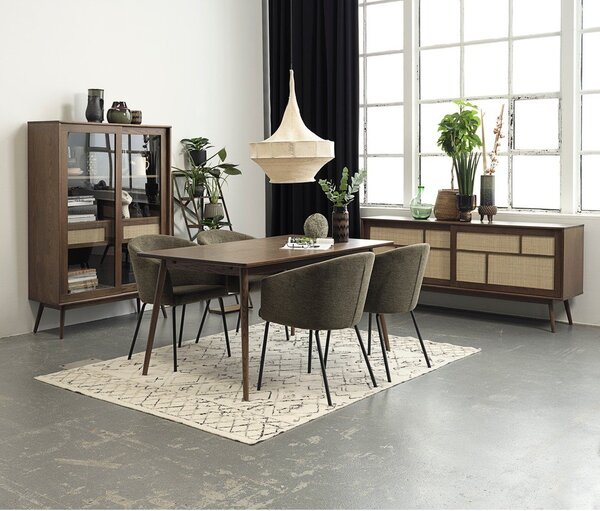 Barna bővíthető étkezőasztal tölgyfa dekoros asztallappal 150x90 cm Barrali – Unique Furniture