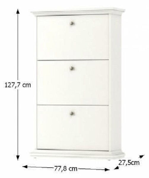 Cipősszekrény, DTD fóliázott/MDF festett, fehér, PARIS