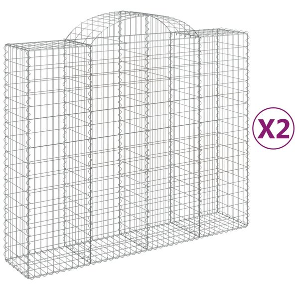 2 db íves horganyzott vas gabion kosár 200x50x160/180 cm