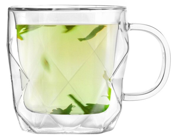 Üveg bögre szett 2 db-os cappucinóhoz-duplafalú 330 ml Geo – Vialli Design