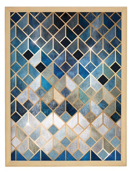 Geometric kép 30x40cm arany&navy