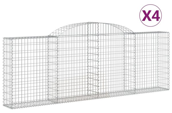 4 db íves horganyzott vas gabion kosár 300 x 30 x 100/120 cm