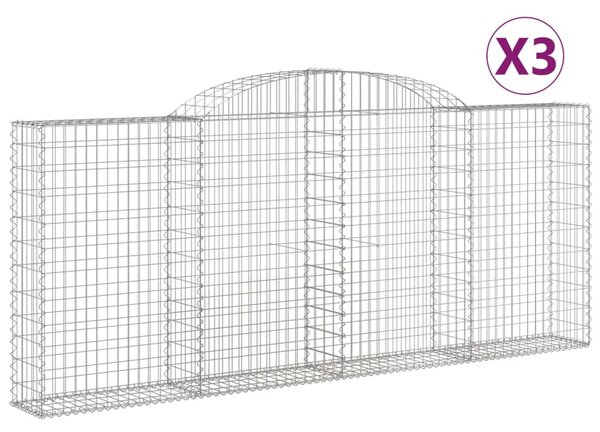 3 db íves horganyzott vas gabion kosár 300x30x120/140 cm