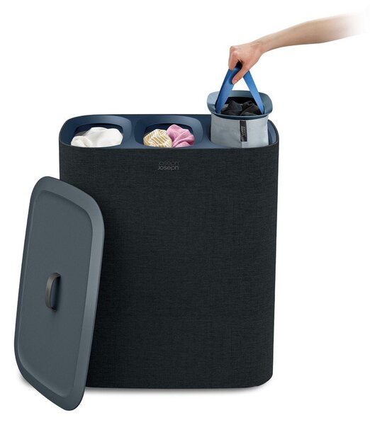 Antracitszürke textil szennyeskosár 3x30 l Tota Trio – Joseph Joseph