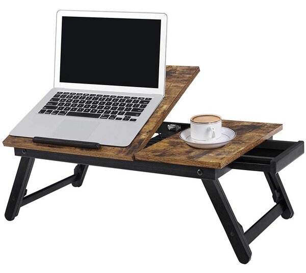 Laptop asztal, reggeliző tálca, rusztikus barna