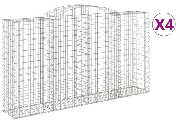 4 db íves horganyzott vas gabion kosár 300x50x160/180 cm