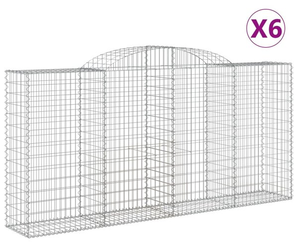 6 db íves horganyzott vas gabion kosár 300x50x140/160 cm